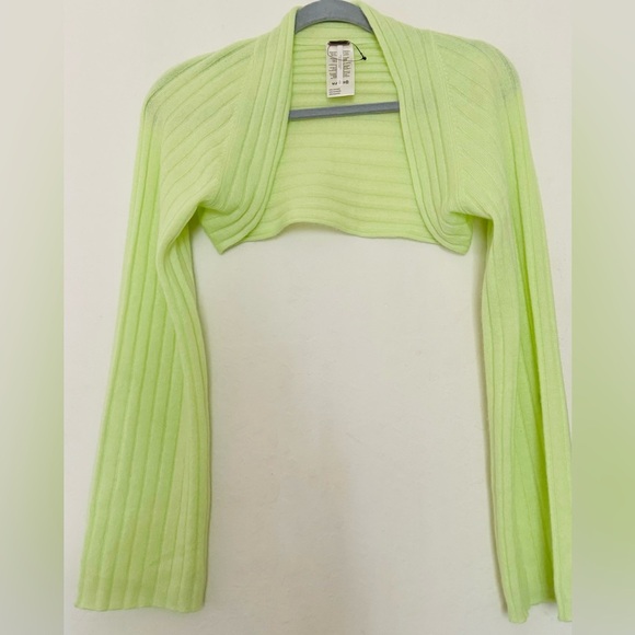 NWOT Free People Noelle Cashmere Shrug Lime Green Size Small - Picture 3 of 9